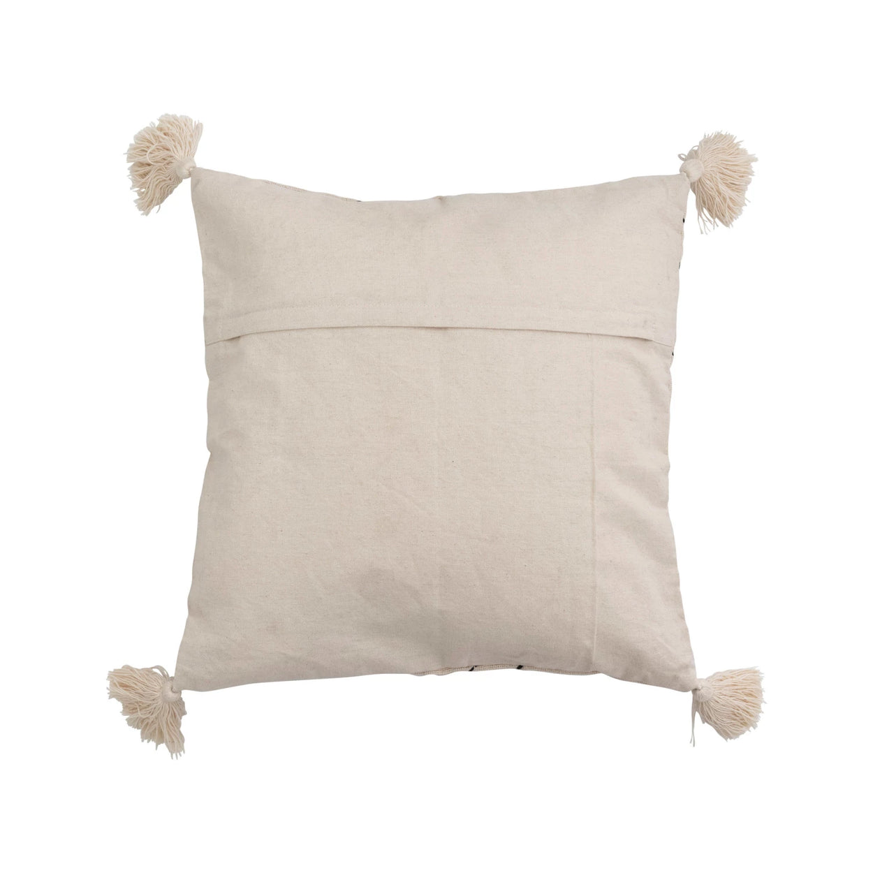 Cotton Blend Pillow With Embroidery & Tassels