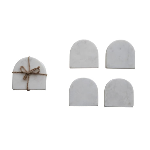 White Arched Marble Coaster Set