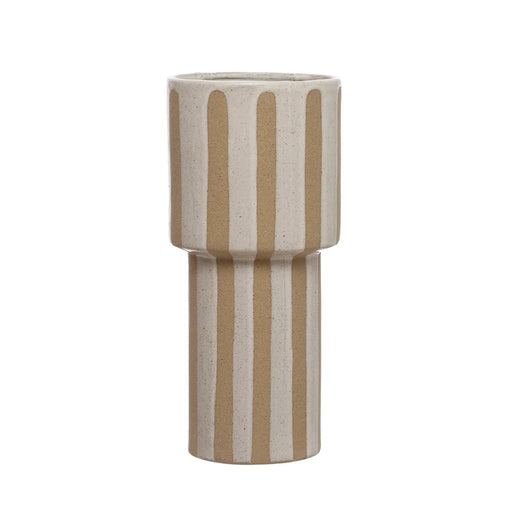 Stoneware Vase With Wax Relief Stripes