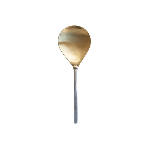 Brass Serving Spoon With Hammered Aluminum Handle