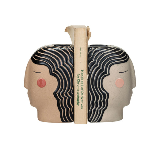 Painted Stoneware Head Vase Bookend