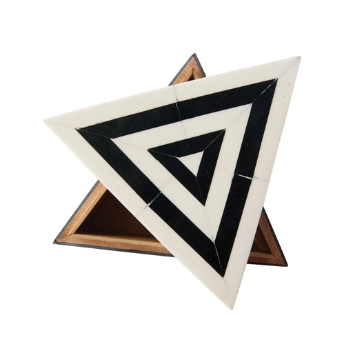 Black & White MDF & Resin Triangular Striped Box