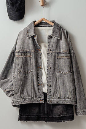 Black Denim Button Up Jacket