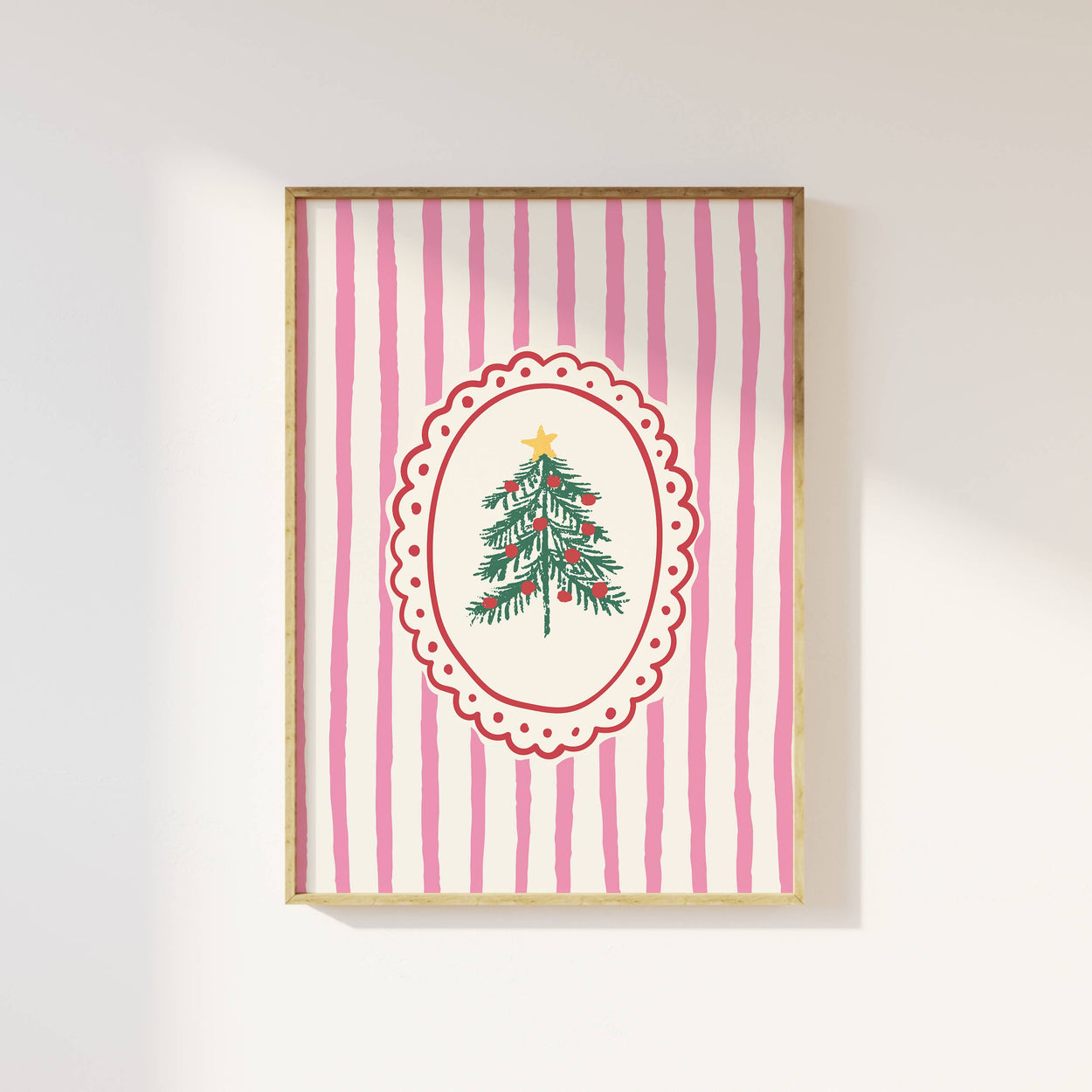 Large Frame Christmas Tree Pink Print