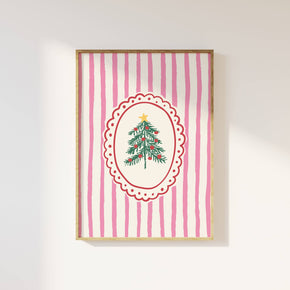 Large Frame Christmas Tree Pink Print