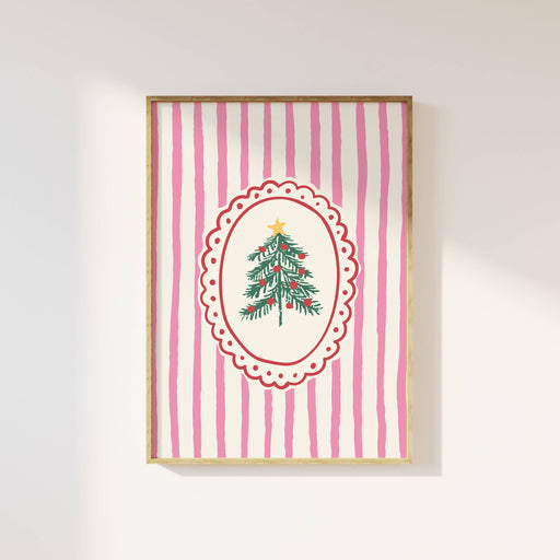 Large Frame Christmas Tree Pink Print