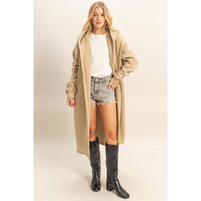 Grey Fleece French Terry Hood Coat