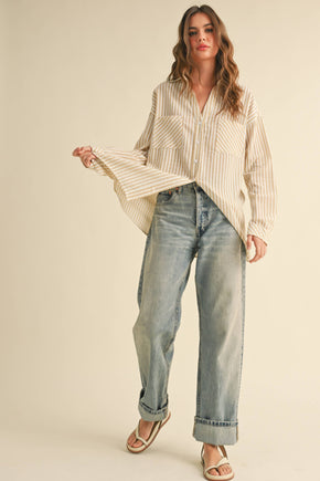 Mustard Striped Button Down