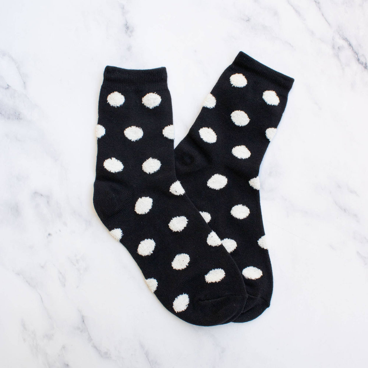Dark Green Women's Polka Dots Puff Casual Socks