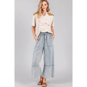 Denim Terry Knit Pants