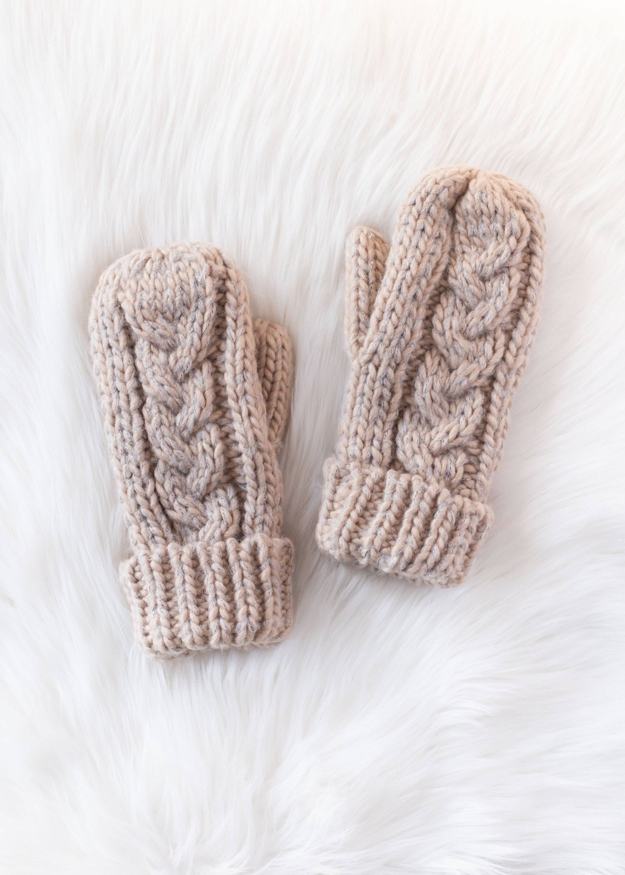 Blush Cable Knit Mittens