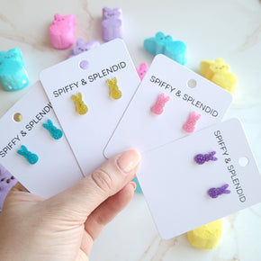 Purple Glitter Bunny Studs