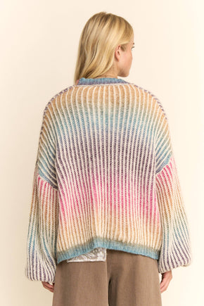 Plus Rainbow Stripe Open Cardigan