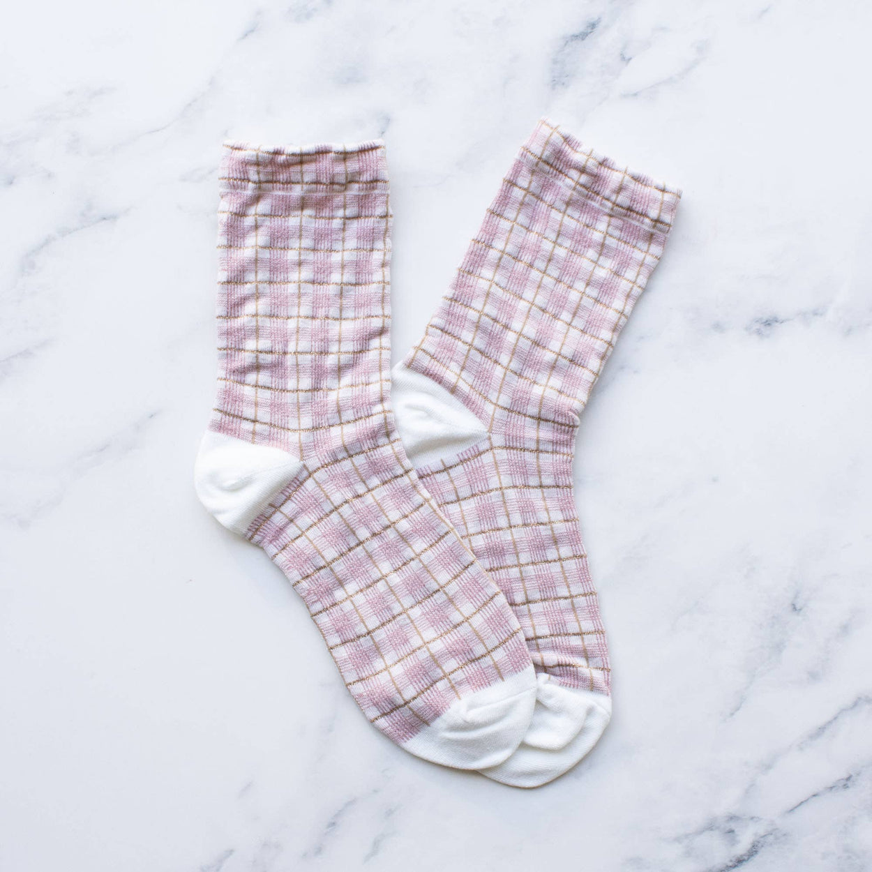 Pink Glitter Checkered Socks