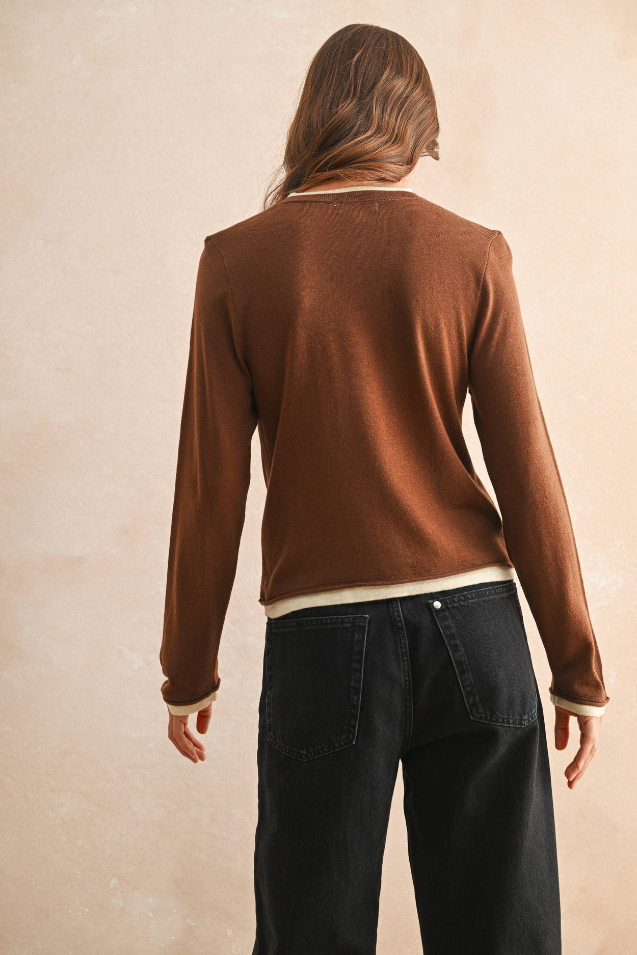 Brown Long Sleeve Knitted Top
