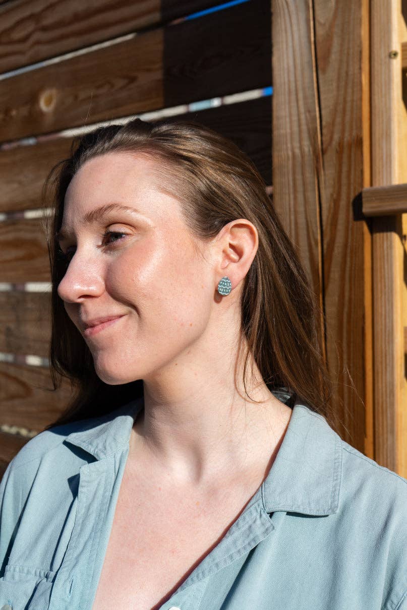 Pastel Blue Glitter Easter Egg Studs