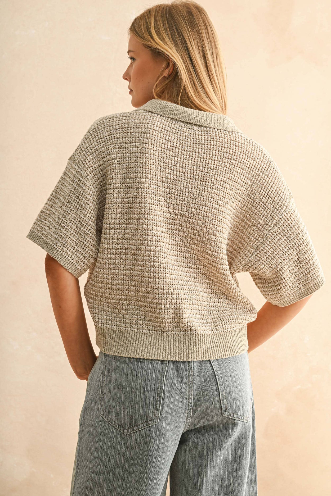 Taupe Collared Knitted Top