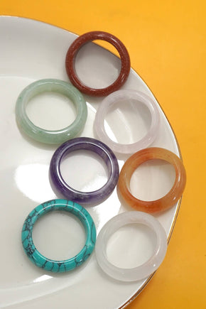 White Quartz Earthy Natural Stone Ring