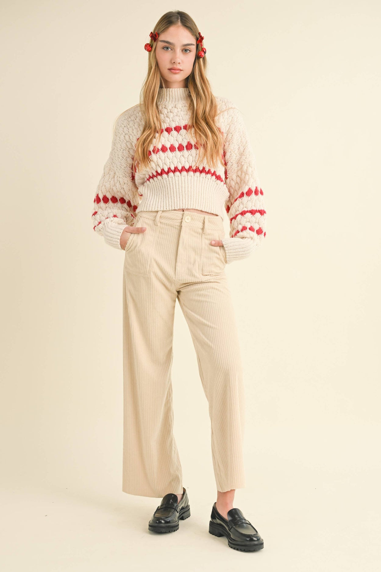Beige Mixed Corduroy Pants