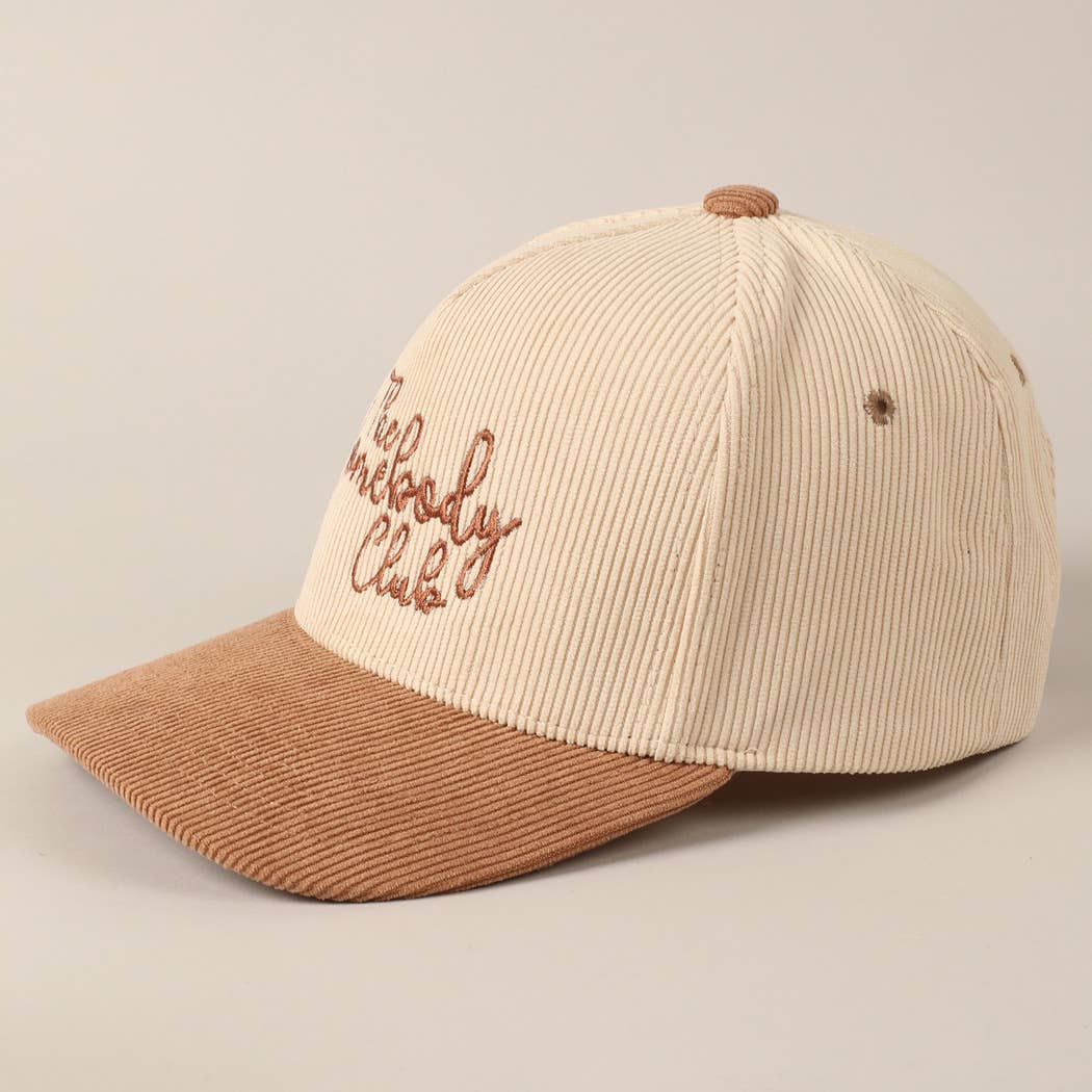 The Homebody Club Two-Tone Corduroy 5 Panel Cap In Beige