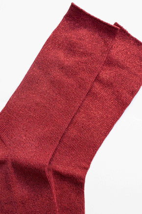 Red Modal Blend Glitter Socks