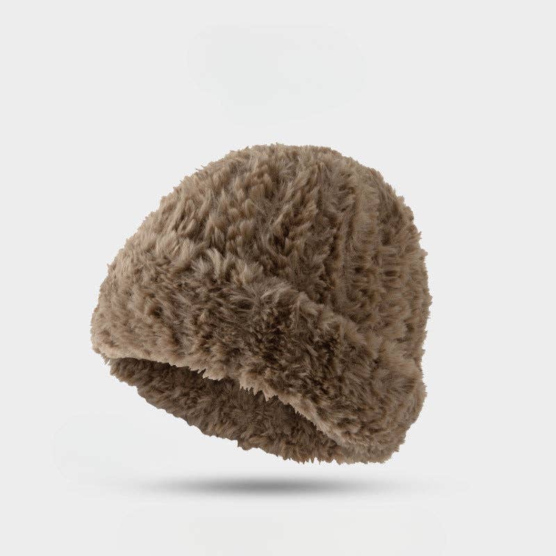 Coffee Furry Winter Knit Hat