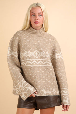 Beige Nordic Holiday Sweater