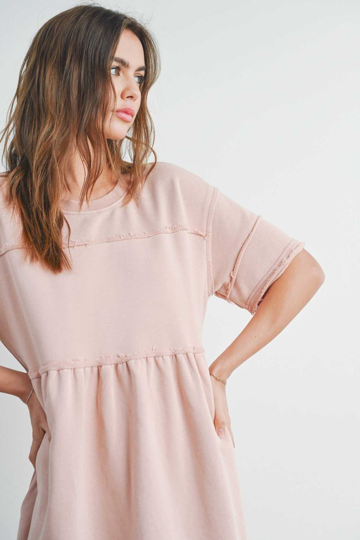 Washed French Terry Short Sleeve Dress