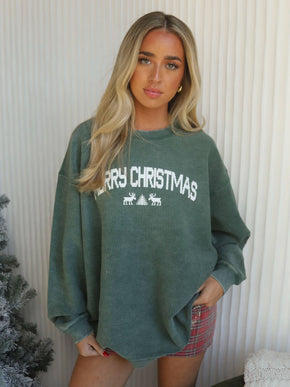 "Merry Christmas" Corded Sweatshirt