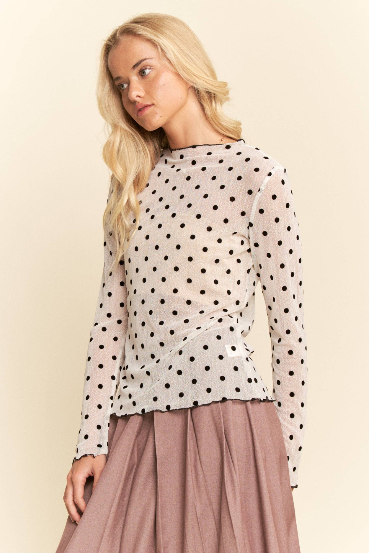 White Mesh Layering Top