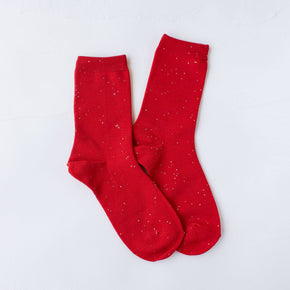 Red Women's Holiday Glitter Socks