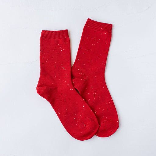 Red Women's Holiday Glitter Socks