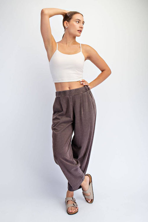 Espresso Mineral Washed Pleated Cocoon Pant