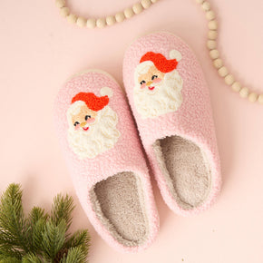 Fuzzy Santa Holiday Slippers