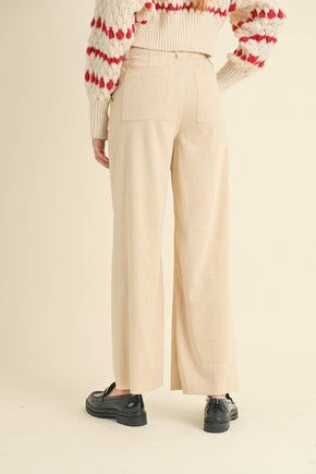 Beige Mixed Corduroy Pants