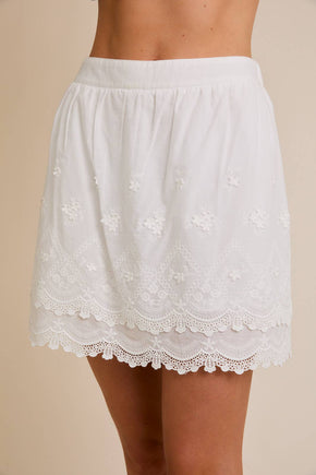 Cotton Eyelet Skirt With Lined Skirt