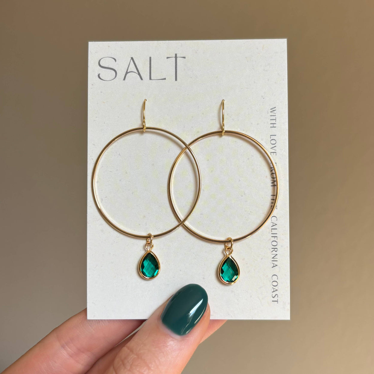 Teal Emerald On My Way! Gem Hoop