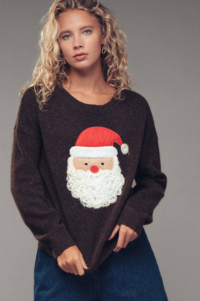 Coffee Santa Face Holiday Sweater