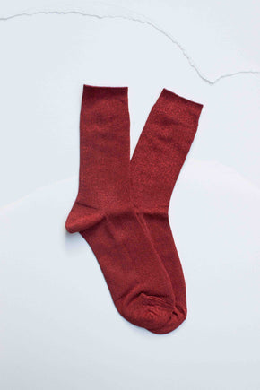 Red Modal Blend Glitter Socks