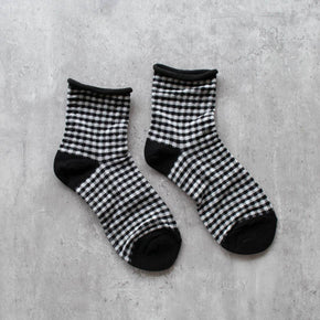 Oatmeal & Black Picnic Mid Crew Socks