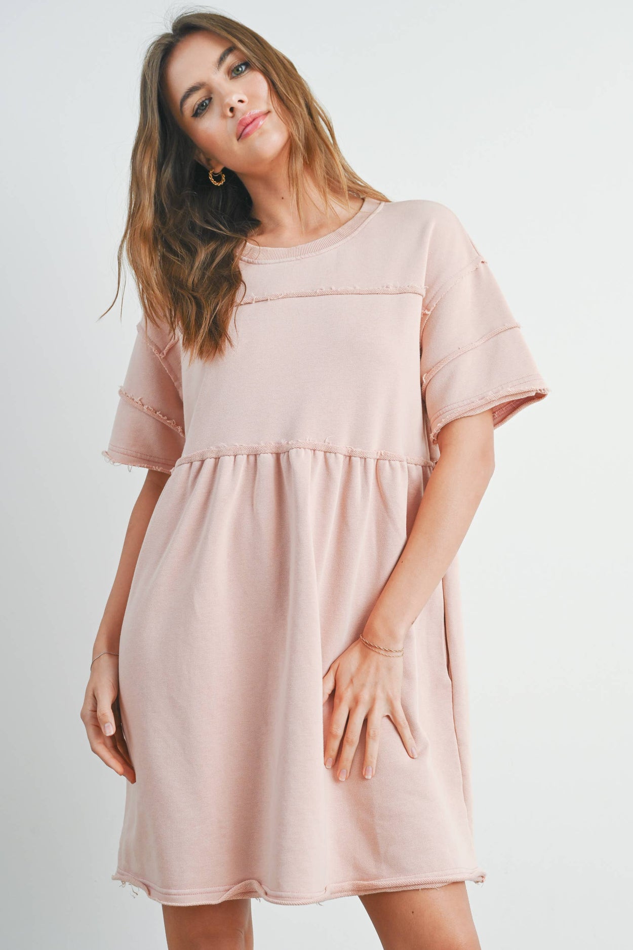 Washed French Terry Short Sleeve Dress