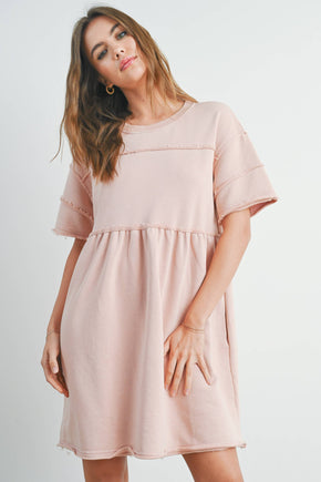 Washed French Terry Short Sleeve Dress