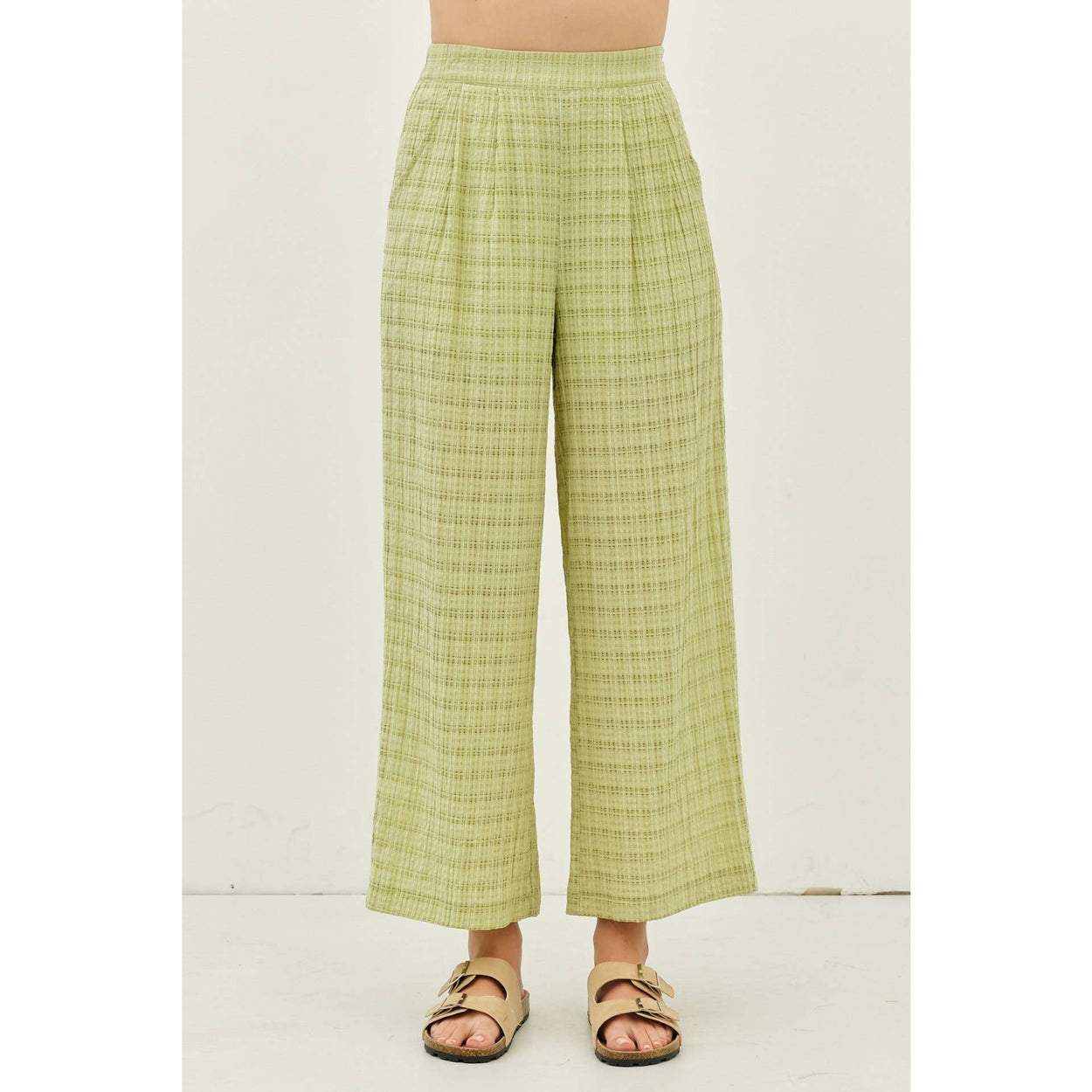 Sage Pleated Wide Leg Ankle Pants