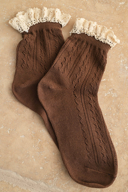 Mocha Net Point Elle Crochet Trip Socks