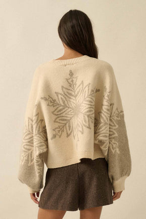 Cream Snowflake Dolman Sleeve Sweater