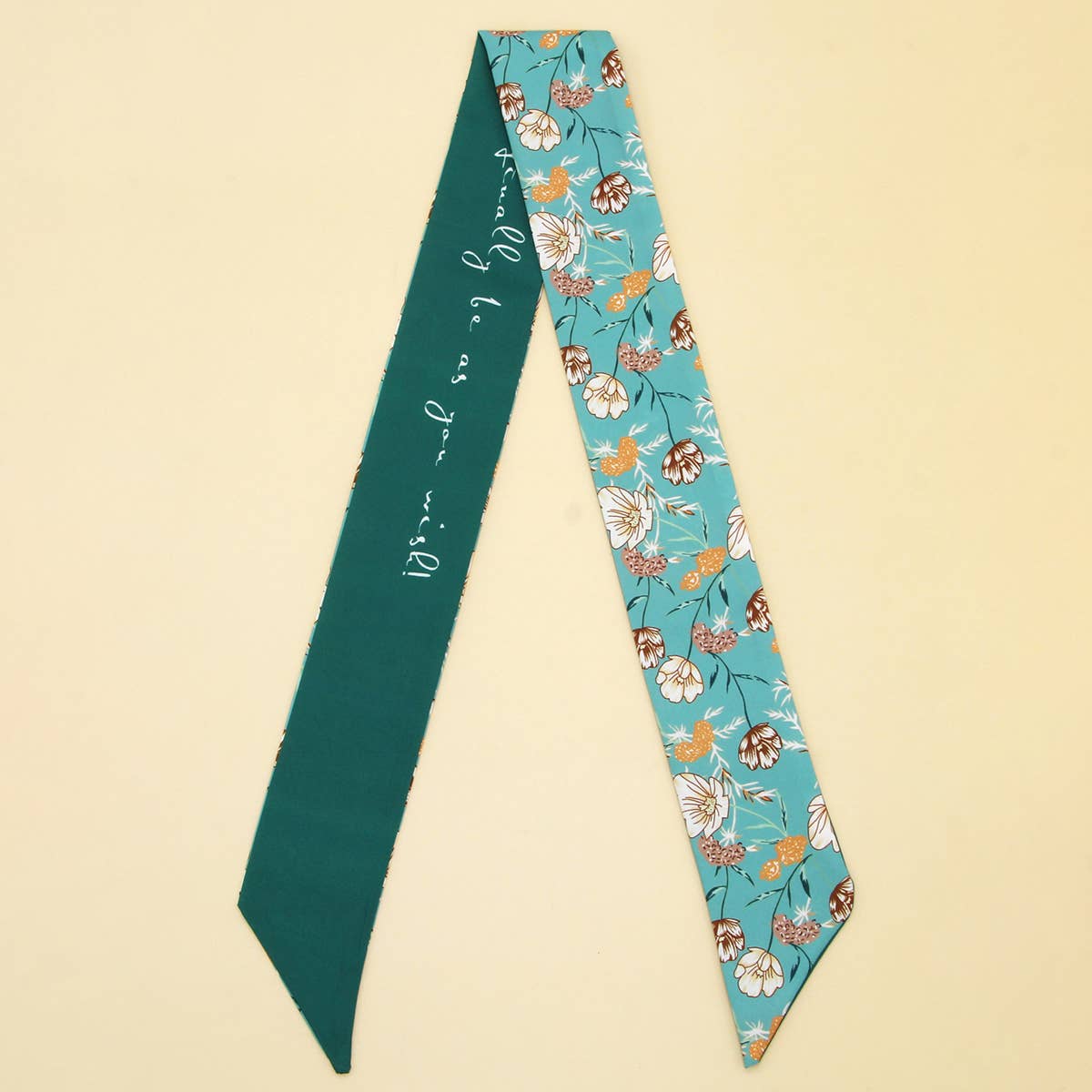 Coffee Chic Floral Letter Twilly Scarf