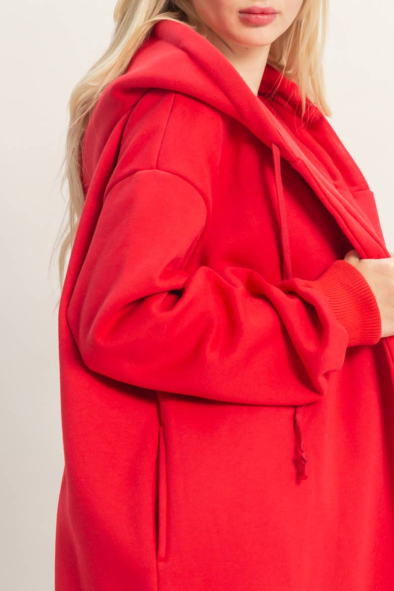 Grey Fleece French Terry Hood Coat