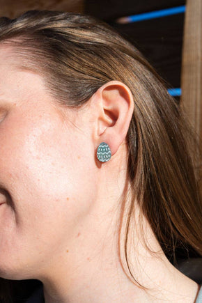 Pastel Blue Glitter Easter Egg Studs