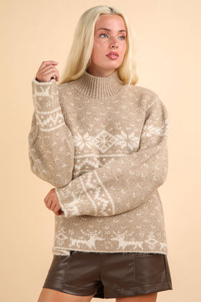 Beige Nordic Holiday Sweater