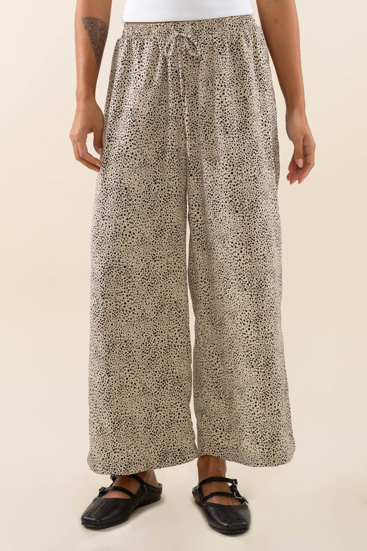 Plus Animal Print Wide Leg Pant